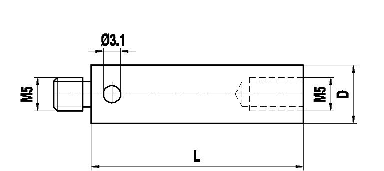 M5 титановый удлинитель щупа, L 75 мм, D 11 мм, для систем ZEISS A-5555-0154
